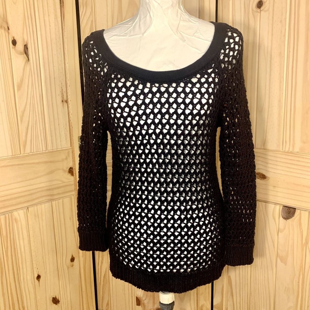American Eagle Outfitters Black Crochet Sweater